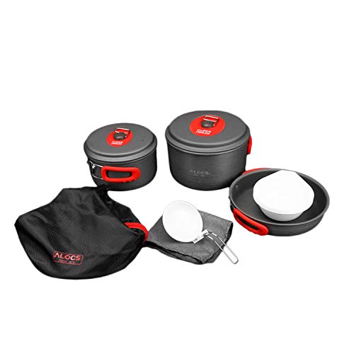 FairytaleMM ALOCS CW-C31 Camping ustensiles de Cuisine avec 3 casseroles casseroles Pan pour 5-6 Personnes (Couleur: Gris foncé) Dark Gray