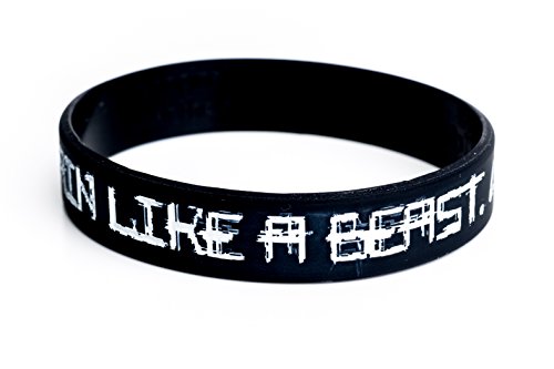 Silikonarmband TRAIN LIKE A BEAST LOOK LIKE A BEAUTY von The Wristband - PREMIUM Muskel Motivation - Fitness Armband mit Schrift, Gravur und Spruch - Schwarz Weiß Pink - Für Frau, Ladies + Damen - Bei Bodybuilding, im Training und Gym