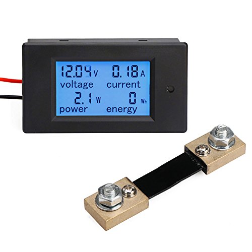 DROK® Digital-Multimeter DC 6.5-100V 100A Spannung Stromstärke Leistung-Energie-Messinstrument DC Volt Amp Testing Messgerät Monitor LCD blauer Hintergrundbeleuchtung Digitalanzeige mit 100A / 75mV Shunt extern
