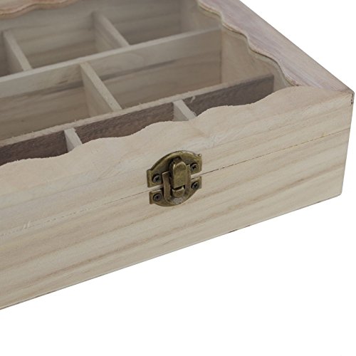 Teebeutelbox Holz natur 8Fächer 20x20x6,7cm Sichtdeckel dekorative Teekistchen - 2