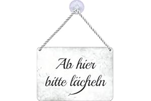 BLECHWAREN FABRIK BRAUNSCHWEIG GMBH Blechwarenfabrik Braunschweig Kultschild Ab hier bitte lächeln aus Blech Mehrfarbig, Maße: 16,5cm x 11,5cm x 0,6cm, KH022