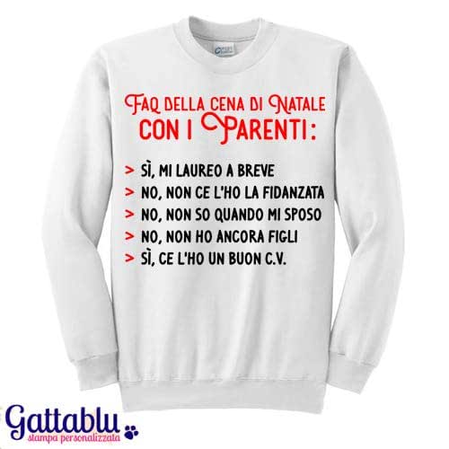 Frasi Di Natale Lunghe.Felpa Donna Faq Della Cena Di Natale Con I Parenti Risposte Divertenti Alle Domande Tipiche Personalizzabile Con Le Frasi Che Vuoi Amazon It Handmade