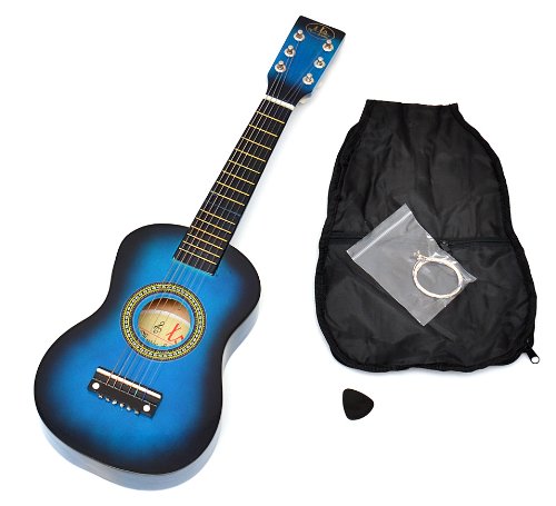 Ts-ideen-5203-Guitare-en-bois-pour-Enfant-avec-EtuiJeu-de-cordes-de-rechange-Bleu
