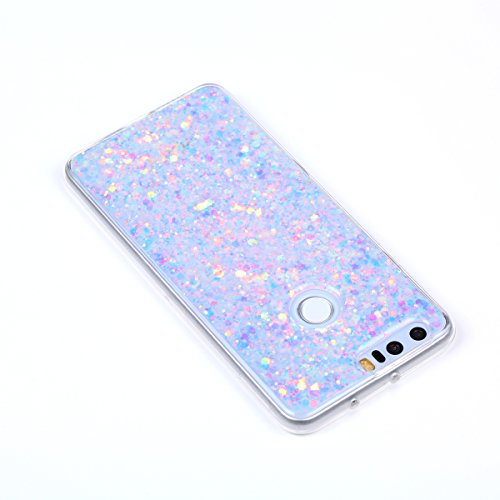 Huawei Honor 8 Hülle,Silikon Schutzhülle für Huawei Honor 8,Huawei Honor 8 Bling Hülle,Ukayfe Luxus Schön Shiny Glänzend Glitzer Weiche TPU Abdeckung Crystal Silikon Tasche Schutzhülle Shinning Strass Rückseite Hülle Etui Cover für Huawei Honor 8 (Rosa Blau) - 4