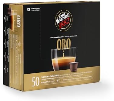 Caffè Vergnano 1882 - 50 Capsule - Caffè Compostabili e Compatibili con Nespresso, Oro - Pack da 50 capsule