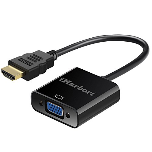 iHarbort HDMI zu VGA Adapter, High Speed 1080P Active HDMI zu VGA Konverter mit Audioausgang und Micro USB Ladekabel (Schwarz)