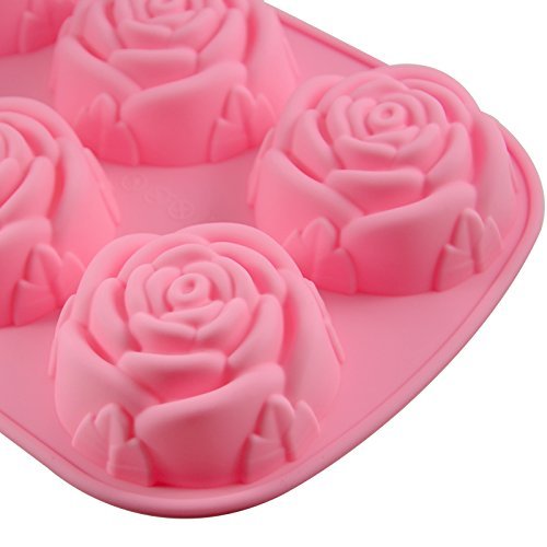 Allforhome 6-er Silikon-Form zum Backen und Basteln, Form „Rose“, für Kuchen, Muffins, handgefertigte Seife, Kekse, Schokolade, Eiswürfel - 4