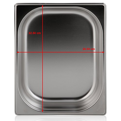 Greyfish 2 Stück GN-Behälter SET :: 1x gelocht / 1x ungelocht :: für Gaggenau / Miele / Siemens Dampfgarer (Edelstahl / Spülmaschine geeignet, Gastronorm 1/2, B 32,5 x T 26,5 x H 6,5 cm) - 5