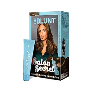 Godrej Ezee BBLUNT Salon Secret Shine Creme Hair Colour, Honey Light Golden Brown 5.32, 100g with Shine Tonic, 8ml