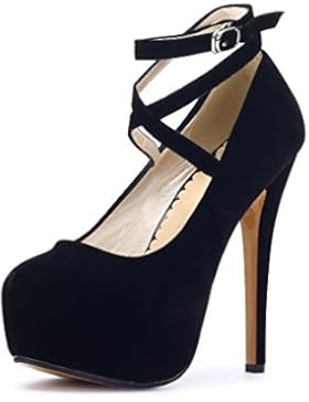 OCHENTA Damen Pumps Stiletto Klub Modisch Verschluss durch Schnalle