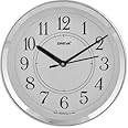 OREVA Round Plastic Wall Clock (20.3 cm x 4.7 cm x 20.3 cm) White Dial and Silver Ring AQ-5797 (White)