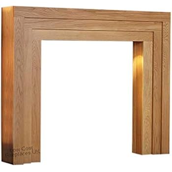 Oak Wood Timber Modern Mantel Mantle Surround Fireplace For Gas Or