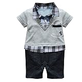 Waboats Kids Baby Boy Climbing Clothes Leave Two Lpel Shape Romper 6M Gray