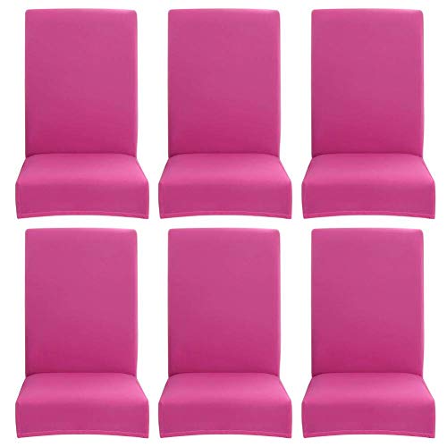 Lelestar Coprisedie con Schienale Elasticizzato Sottile Vestisedia Universale Fodere per Sedie Copertura della Sedia per Sala da Pranzo Casa Hotel (6pcs, Rosa Rossa)