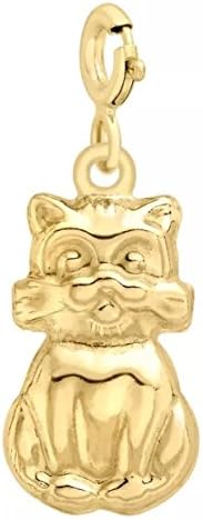 9ct Yellow Solid GOLD Cat & Clasp Mini Charm Bracelet/Pendant UK Gift Boxed + FREE Gift Town Talk Gold Cloth