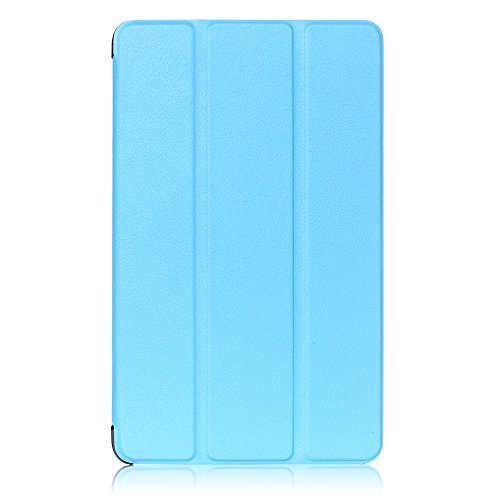 WindTeco Hülle für All-New Amazon Fire 7 Tablet (7 Zoll – 7. Generation, 2017 Modell) – Ultra Dünn und Leicht PU Leder Schutzhülle mit Standfunktion und Auto Aufwachen / Schlaf Funktion für Neue Fire 7 2017, Hellblau - 2