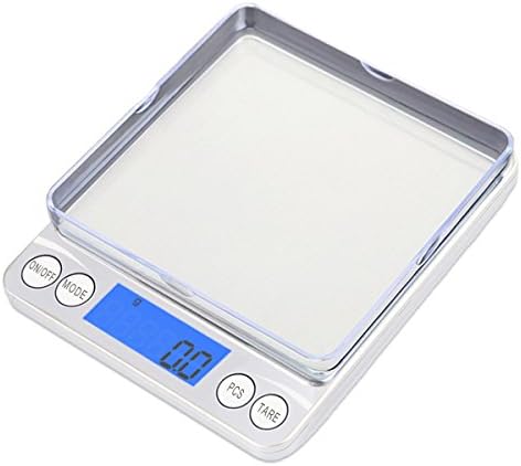 MobieCube Mini Kitchen Scales 3000g/0.01oz Digital Food Scale Electronic Pocket Scale with LCD Display for Baking, Jewellery,Tea,Weeds,Medicine Stainless Steel, Waterproof Button,2 Batteries Included