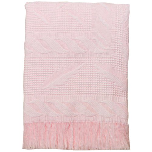 BabyPrem Baby Large Soft White Acrylic Fern Shawl Blanket 122 x 122cm PINK