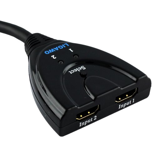 Ligawo ® HDMI Switch 2x1 – Basic 1080p 3D – automatisch Pigtail 0,5m Kabel