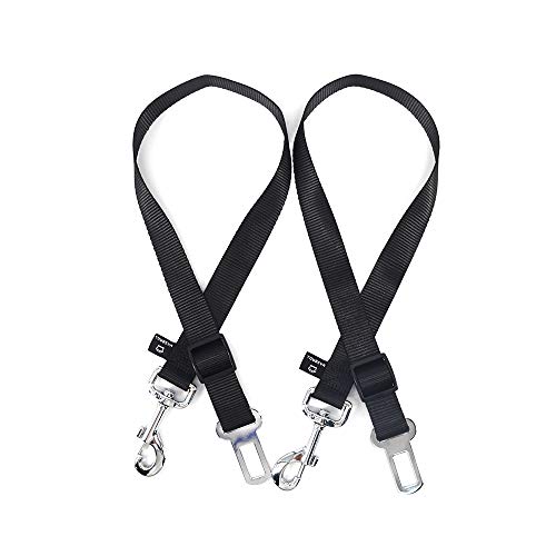 MASBRILL Dog Seat Belt,Adjustable Strong Dog Harness Pet Car Vehicle Seatbelt Pet Safety Leash Leads for Dogs & Cats 2 Pack 19-30 Inch (black)