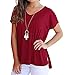 Produktbild pitashe Damen Shirts V-Ausschnitt Leicht T-Shirt Freizeit Oberteil Elegantes Shirt Basic Tops Frau Seitennaht Split Kurze Ärmel Lose Shirts Shirt Damen Elegant Sommer Kurzarm