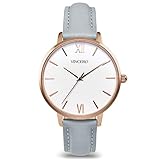 Vincero Luxury Women's Eros Wrist Watch with a Leather Watch Band - 38mm Analog Watch - Japanese Quartz Movement (Rose + Fog)