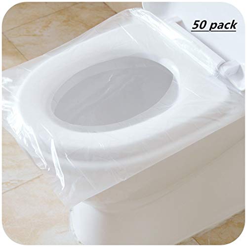 Fundas desechables impermeables para asiento de inodoro, para viajes, 50 unidades