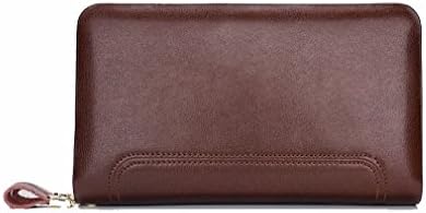 Q package Business Men'S Handbag Large Capacity Double Zipper Long Wallet Fashion Casual Men'S Bag,Brown