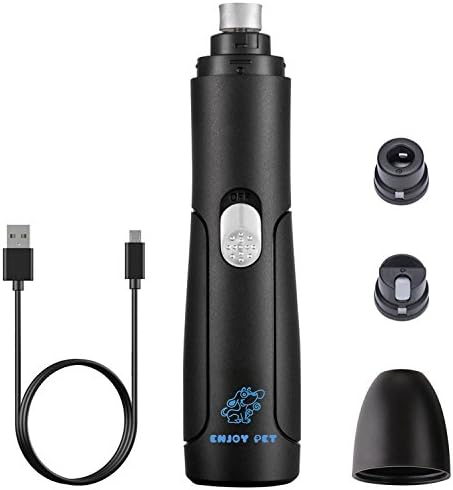 Dog Nail Grinder Dog Nail Trimmer Clipper for Claw Care, Pet Electric Nail Grinders Quiet Claw Grooming, USB Rechargeable Potable Stress-free Nail Grinders for Dog, Cat, Rabbit and Bird (Matte Black)