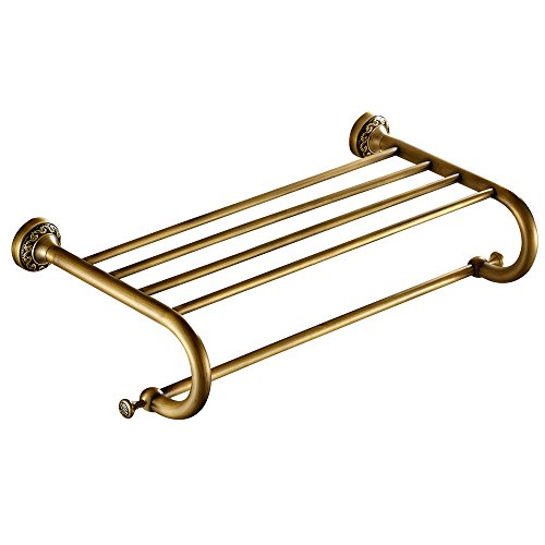 Weare Home Kupfer Badtuchhalter Handtuchhalter Geschnitzt, für Küche Retro Solide Klassic mit Ablage Bronze Beschichtung Wandmontage Haltbar Badzubehör Badaccessoires Dekor für Küche