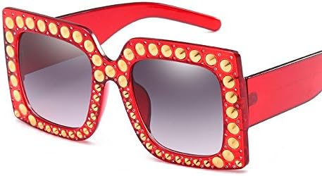WHLDK Ms. Stylish Sunglasses Personality Big Box Rivets Retro Square Sunglasses C Sunglasses