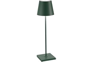Zafferano, Poldina Pro, Lampe de Table Rechargeable et Sans Fil avec Contrôle Tactile, Utilisable également comme Lampe d'Extérieur, Dimmer 2200-3000 K, Hauteur 38 cm, Couleur Vert Foncé