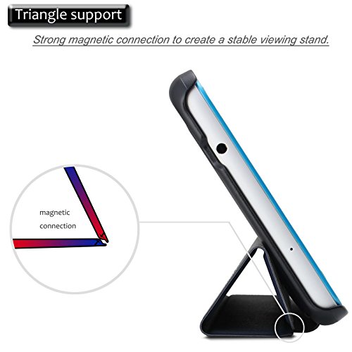 Lenovo Tab 3 7.0 Plus Hülle, Infiland Ultra Dünn Tri-Fold Muschel hochwertiges PU Leder Ultra Schlank Superleicht Ständer Shell Cover Schutzhülle Etui Tasche für Lenovo Tab 3 7.0 Plus(Dunkleblau) - 5