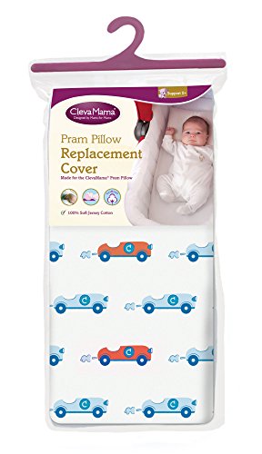 Clevamama Replacement Pram Pillow Cover (Breathable, Cotton, Blue)