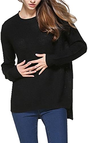 Women Oversized Knitted Sweater Long Sleeve Black XXL Loose Top Jumper Pullovers
