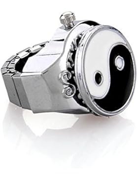 Skyllc® Metall Yin Yang Tai Chi Ring Uhr Gothic Uhrenring Fingeruhr Ringuhr 0.75