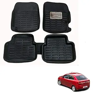 KOZDIKO Thermoplastic Elastomer 3D Car Foot Mat for Ford Figo Aspire (Black).