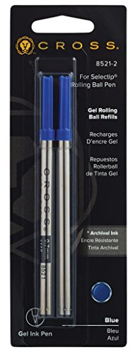 A. T. Cross Gel Rollerball-Minen Blau Blisterkarte mit 2 Minen für alle Selectip Pens - 3