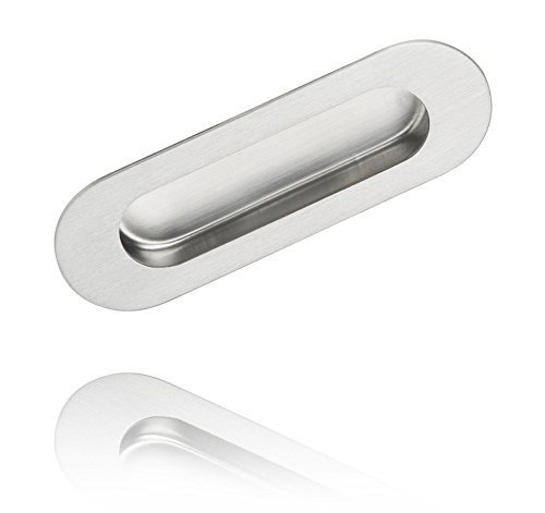 1 Stk. GedoTec® Möbelgriffe Schiebetürgriff AALTO Edelstahl matt gebürstet | 120 x 40 mm | Griffschale rund | Einlass-Griff abgerundet unsichtbar ohne Anschraublöcher | Markenqualität für Ihren Wohnbereich