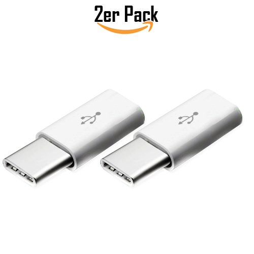 Micro USB zu USB Typ C 3.1 [Angebot Verfügbar] ( Thunderbolt ) Adapter 2er Pack .Verwandelt Micro USB in ein USB Typ C 3.1 Stecker für OnePlus T3, Xperia X Compact / Xperia XZ,Apple MacBook, Huawei, MSI, Nokia und für viele weitere Produkte, die einen USB Typ C bzw. Type C Anschluss erfordern. - 2
