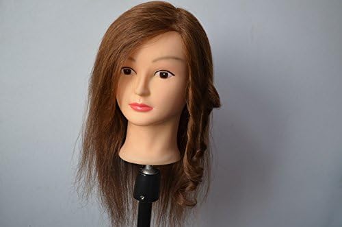 ZCZLOVE Medium Length Cosmetology Mannequin Manikin Synthetic Fiber Training Head Doll Head-light brown