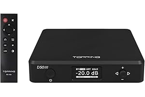 AOSHIDA Topping D50 III 2x ES9039Q2M Balanced DAC, XU316 DSD512 PCM768kHz DACPreamp, Bluetooth5.1/USB/Ottico/Coassiale su uscita RCA/TRS Convertitore D/A, DAC supporta USB PEQ/Trigger 12V/PS5 Switch (Nero)