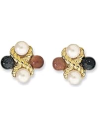 Misaki QCRCCLEO - Pendientes de mujer de latón con perla sintética