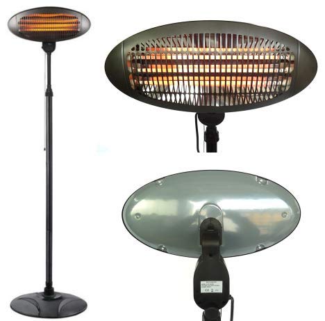 Preisvergleich Produktbild 3 stufiger Heizstrahler (Quarz Heizelemente) Wickeltischstrahler verstellbar max. Heizleistung 2000 Watt mit Standfuß u. Teleskopstange. TÜV geprüft mit CE und RoHS Zertifikat.