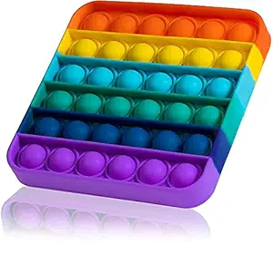 BINGE Pop It Fidget Toys,Push Pop Bubble Fidget Sensory Toy,Autism Special Needs Silicone Stress Relief Toy, Fidget Toy Sensory Toy Novelty Gifts for Kids Adults (Rainbow Square), Multicolor