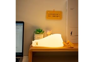 LOHOOM Lying Flat Duck Night Light, LED Duck Night Light Kids Lamp LED Squishy Duck Lamp Led Animal Silicone Kids Lamp with USB Rechargeable Portable Touch Table Lamp for Kids and Women's