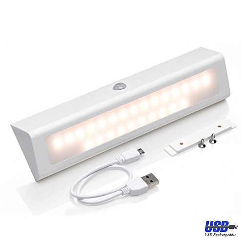 Preisvergleich Produktbild Auraglow Automatische 25 LED-Lichtleiste Kabelloses, wiederaufladbares batteriebetrieben Nachtlicht mit PIR-Bewegungssensor