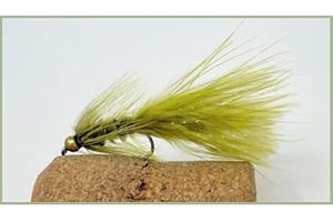TROUTFLIES UK LURE FLIES Woolly Buggers, 6 Pack Barbless Olive Woolly Bugger Trout Flies, Size 10