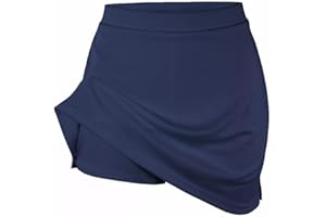 Athletic Sportswear Falda pantalón para niña, Pantalones Cortos 2 en 1, Falda de Tenis, Pantalones Cortos Deportivos de educación física para Escuela de Gimnasia Activa (9-10 años, Azul Marino)