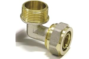 HEIZUNGSDISCOUNT24 Pipetec Schraubfitting, Schraub-Übergangswinkel mit Außengewinde 20x2 - 3/4", SFWA2005, DVGW